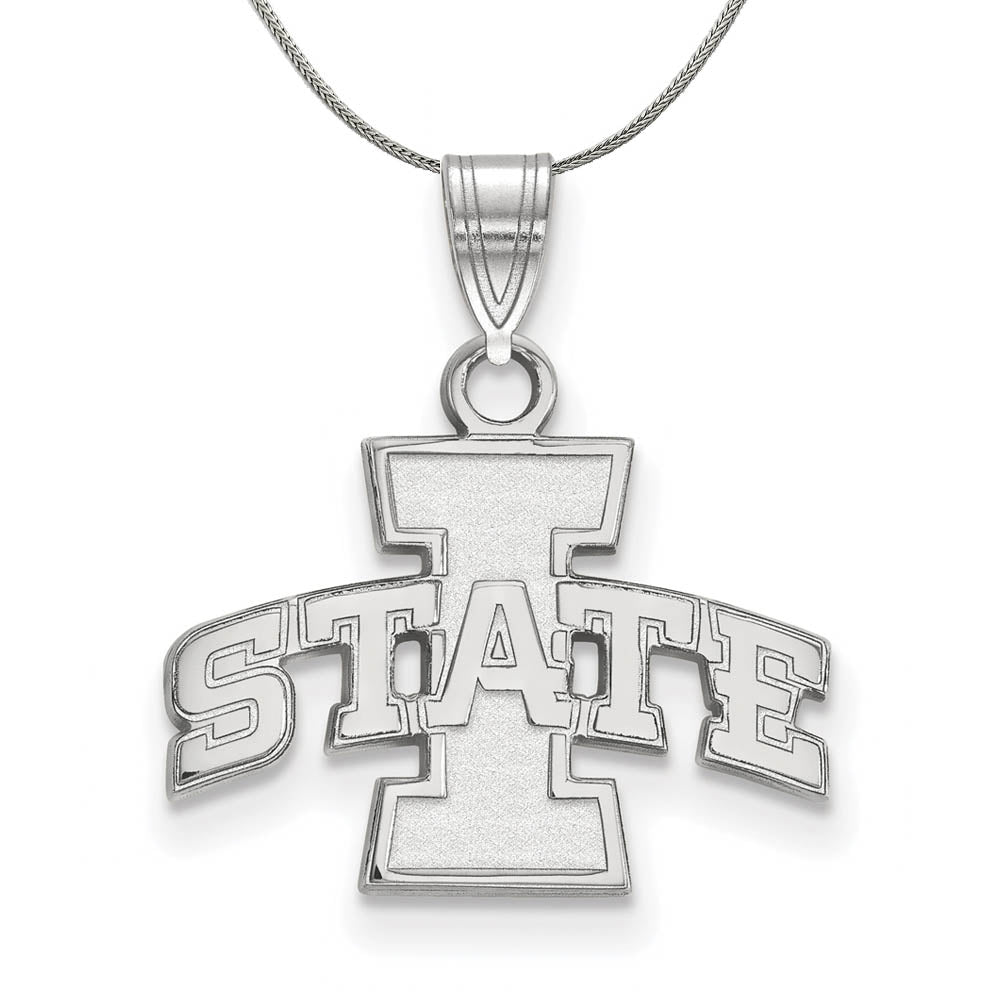 Sterling Silver Iowa State Small Necklace, Item N17418 by The Black Bow Jewelry Co.