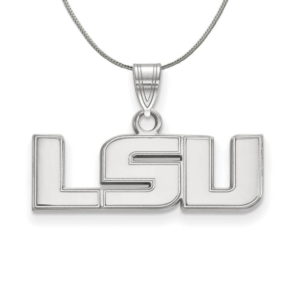 Sterling Silver Louisiana State Small 'LSU' Necklace, Item N17422 by The Black Bow Jewelry Co.