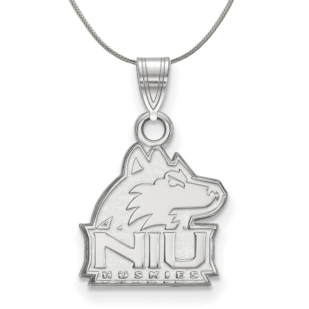 Sterling Silver Northern Illinois U Small Pendant Necklace, Item N17426 by The Black Bow Jewelry Co.