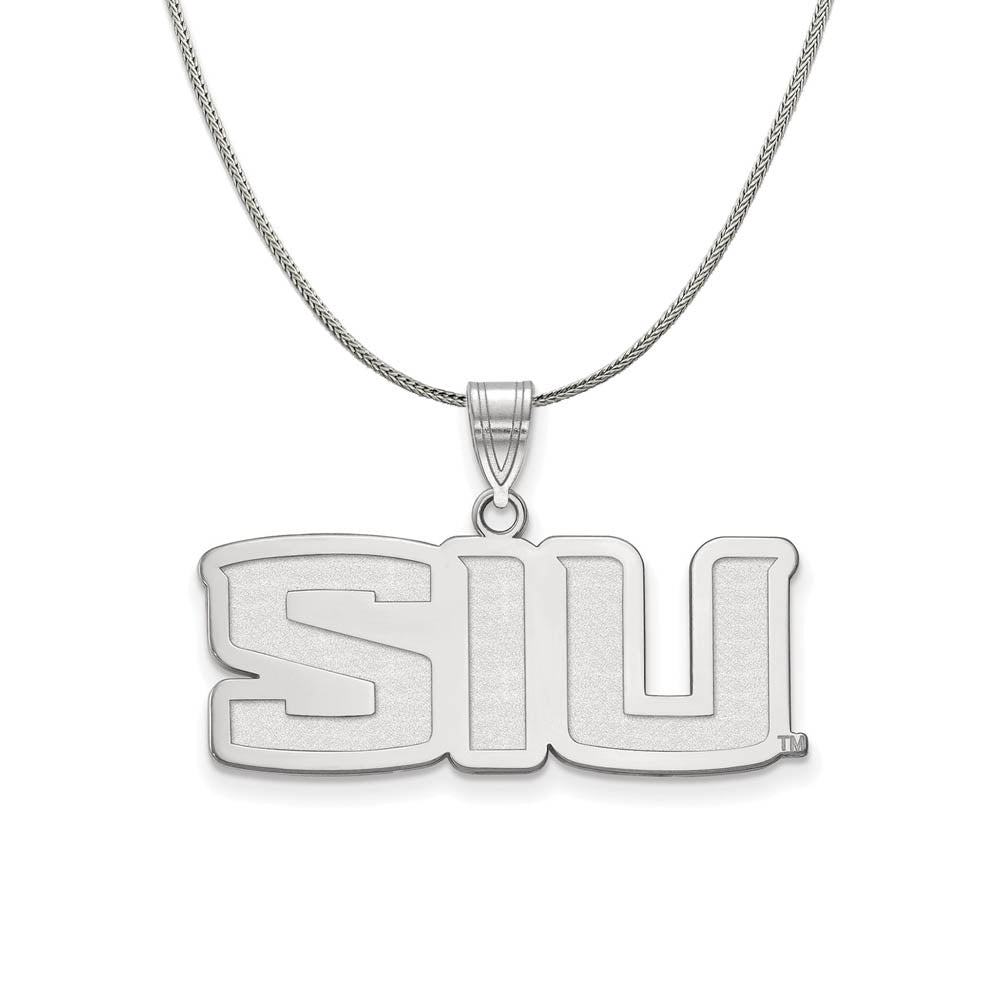 Sterling Silver Southern Illinois U. Small 'SIU' Necklace, Item N17429 by The Black Bow Jewelry Co.