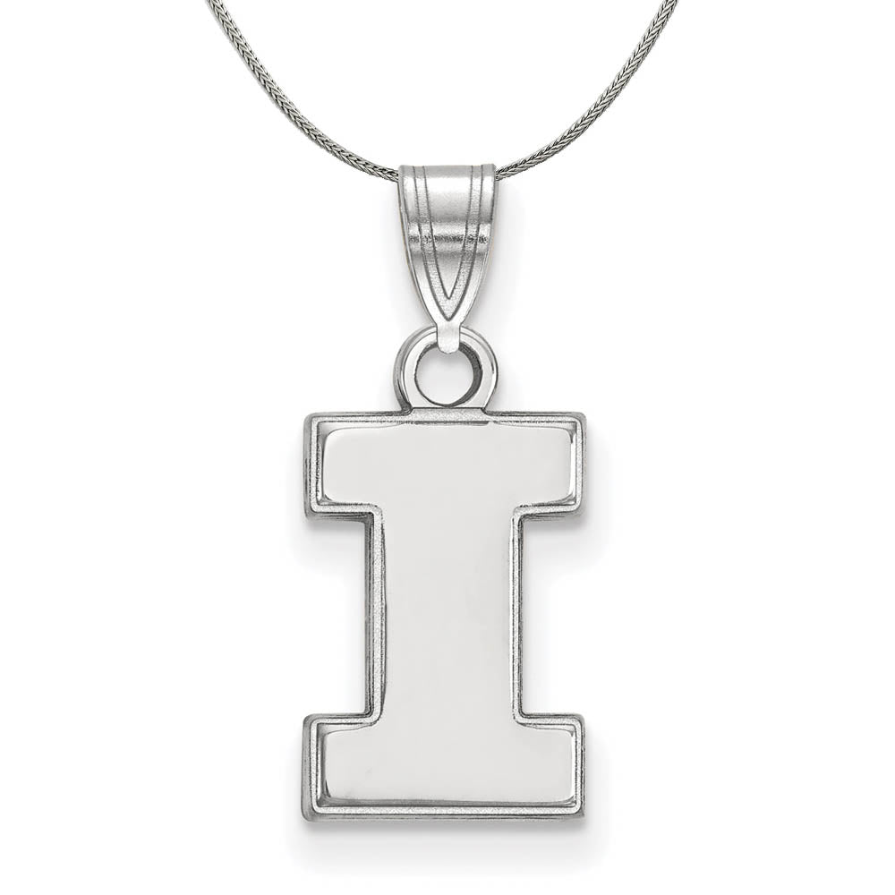 Sterling Silver U. of Illinois Small Initial I Necklace, Item N17440 by The Black Bow Jewelry Co.