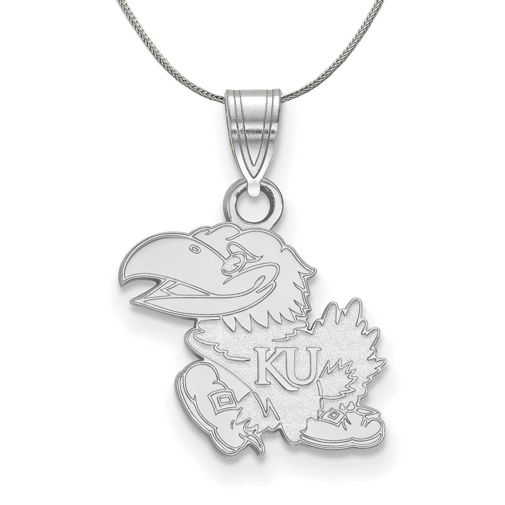 Sterling Silver U of Kansas Small Pendant Necklace, Item N17442 by The Black Bow Jewelry Co.