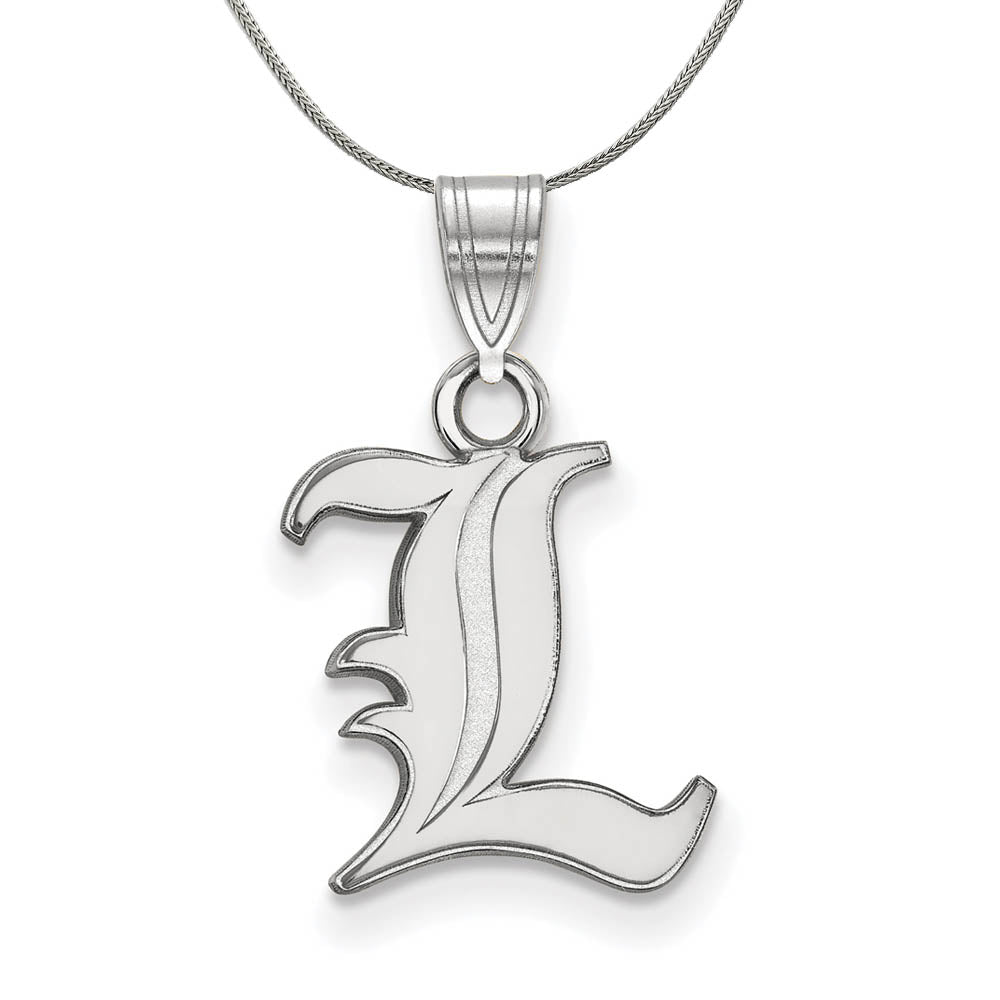 Sterling Silver U. of Louisville Small 'L' Necklace, Item N17443 by The Black Bow Jewelry Co.