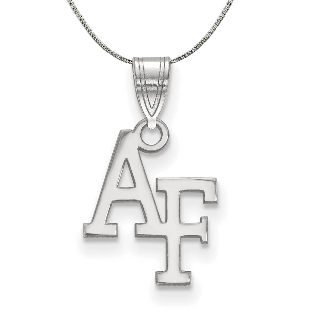 Sterling Silver Air Force Academy Small 'AF' Necklace, Item N17452 by The Black Bow Jewelry Co.