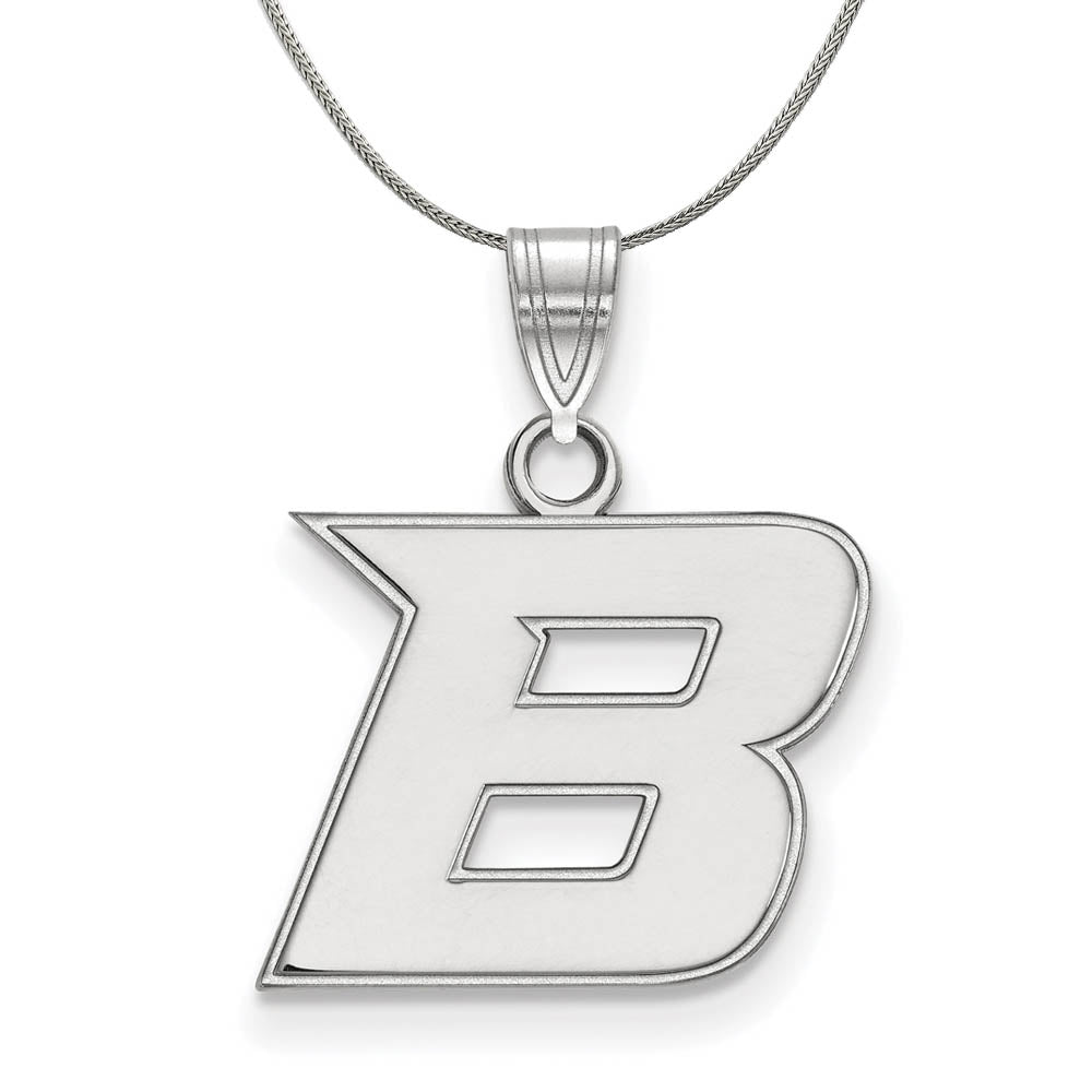 Sterling Silver Boise State Small Initial B Necklace, Item N17458 by The Black Bow Jewelry Co.