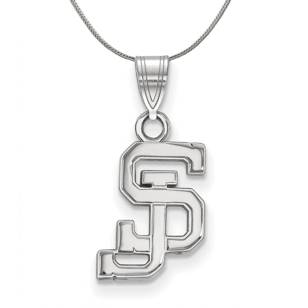 Sterling Silver San Jose State Small Pendant Necklace, Item N17469 by The Black Bow Jewelry Co.