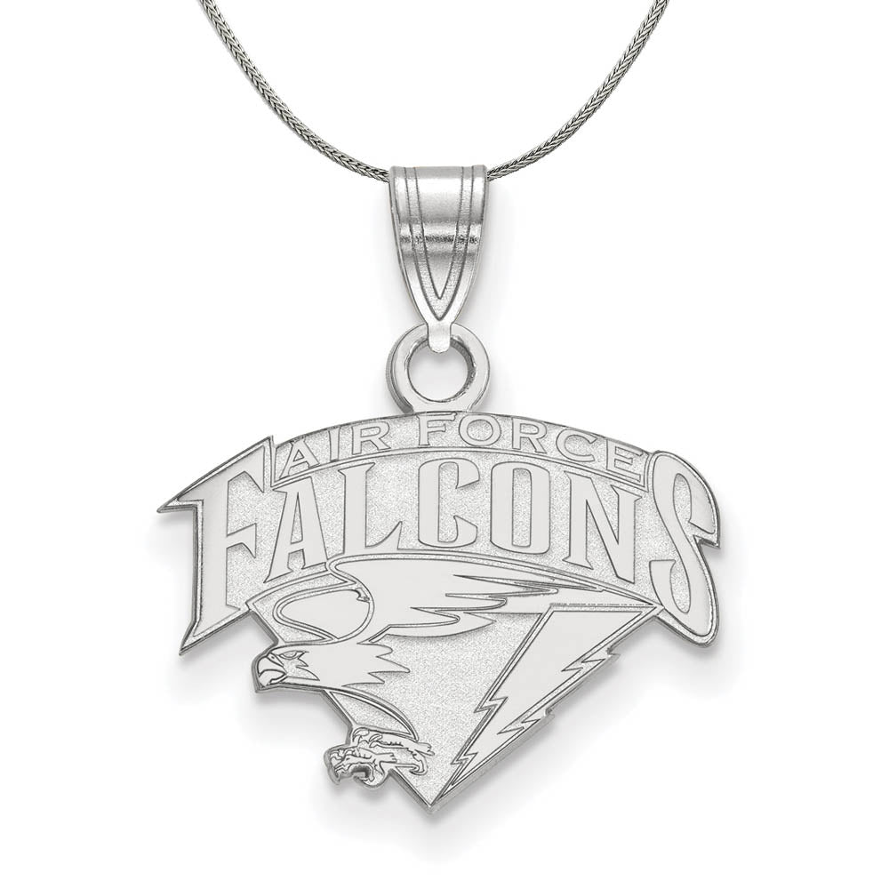 Sterling Silver Air Force Academy Small Logo Pendant Necklace, Item N17490 by The Black Bow Jewelry Co.