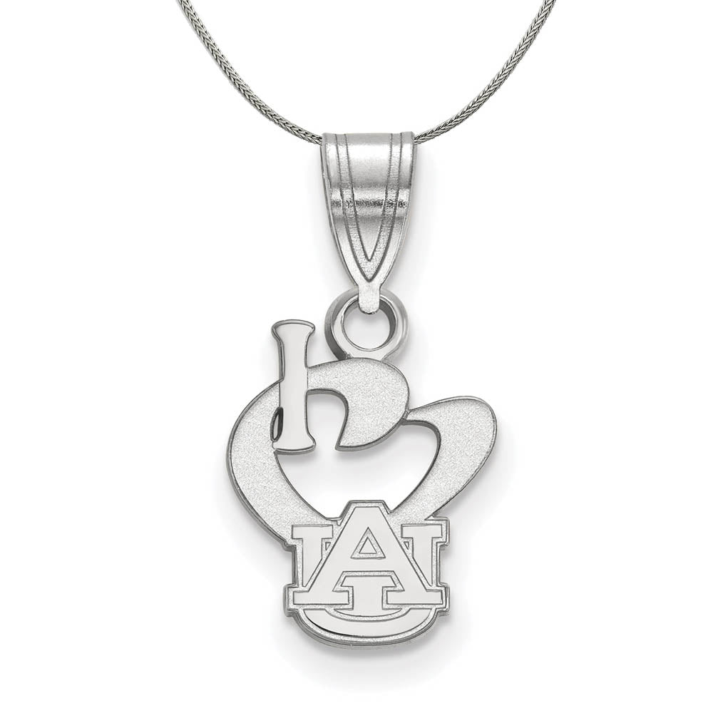 Sterling Silver Auburn U Small I Love Logo Pendant Necklace, Item N17496 by The Black Bow Jewelry Co.