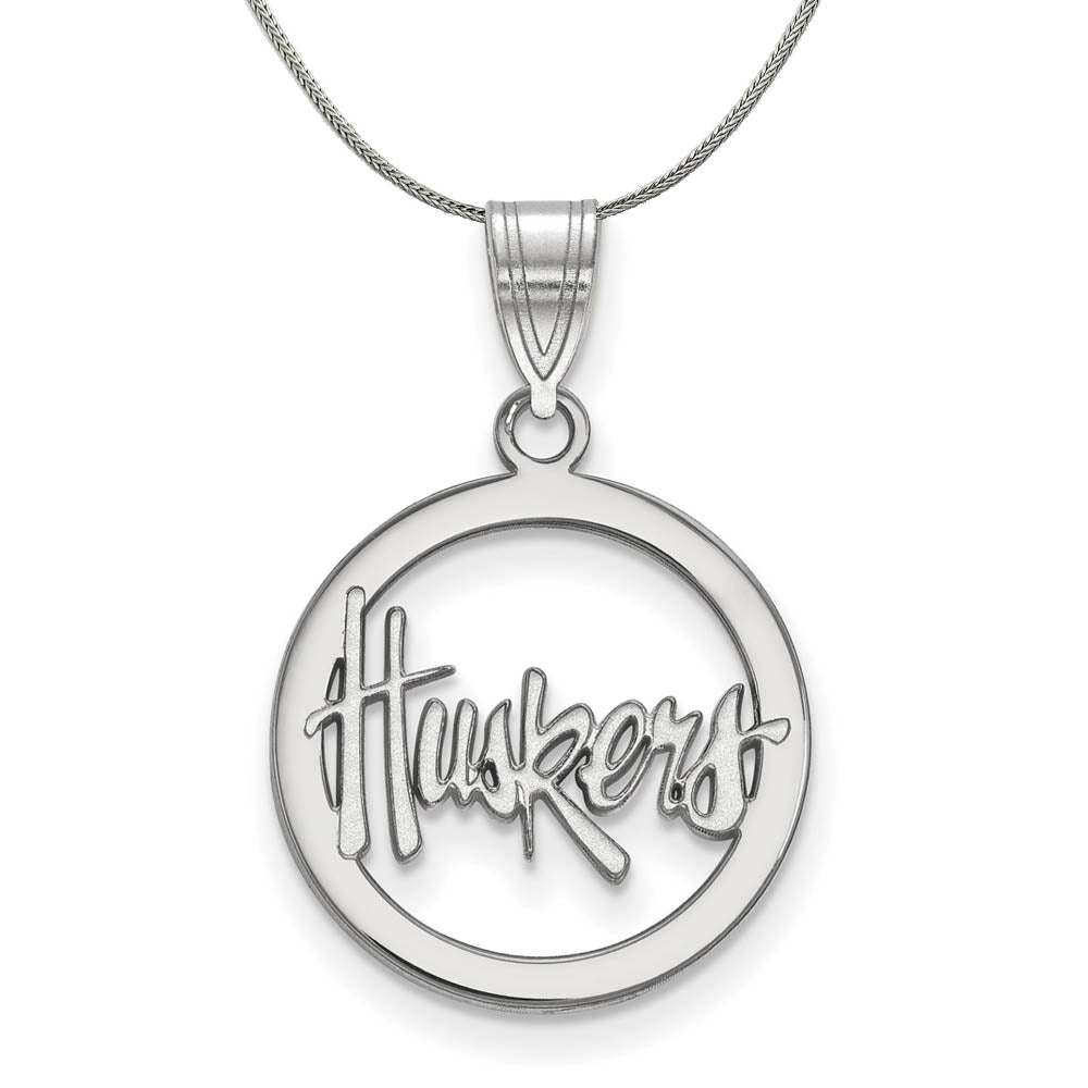 Sterling Silver U. of Nebraska Small Huskers Circle Necklace, Item N17500 by The Black Bow Jewelry Co.