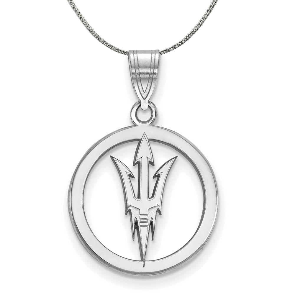 Sterling Silver Arizona State Small Circle Pendant Necklace, Item N17502 by The Black Bow Jewelry Co.