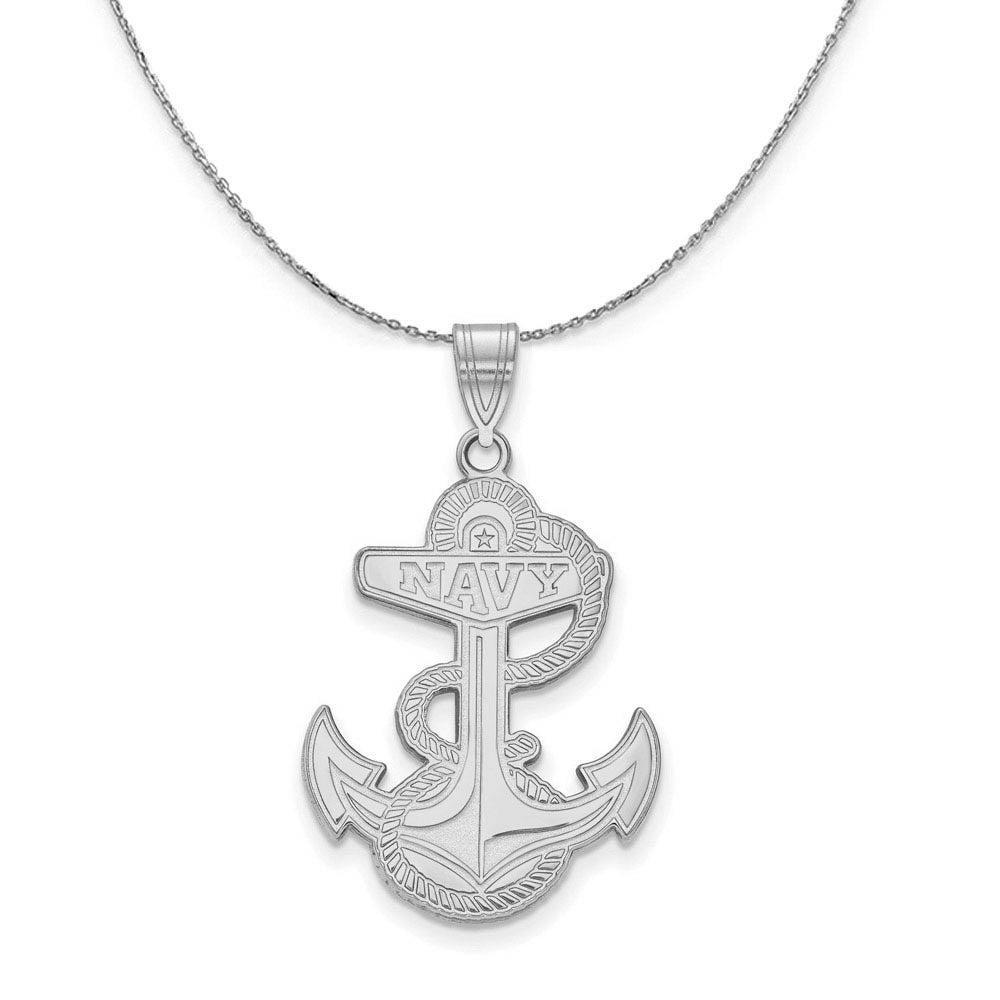 Sterling Silver U.S. Navy Small Pendant Necklace, Item N17507 by The Black Bow Jewelry Co.