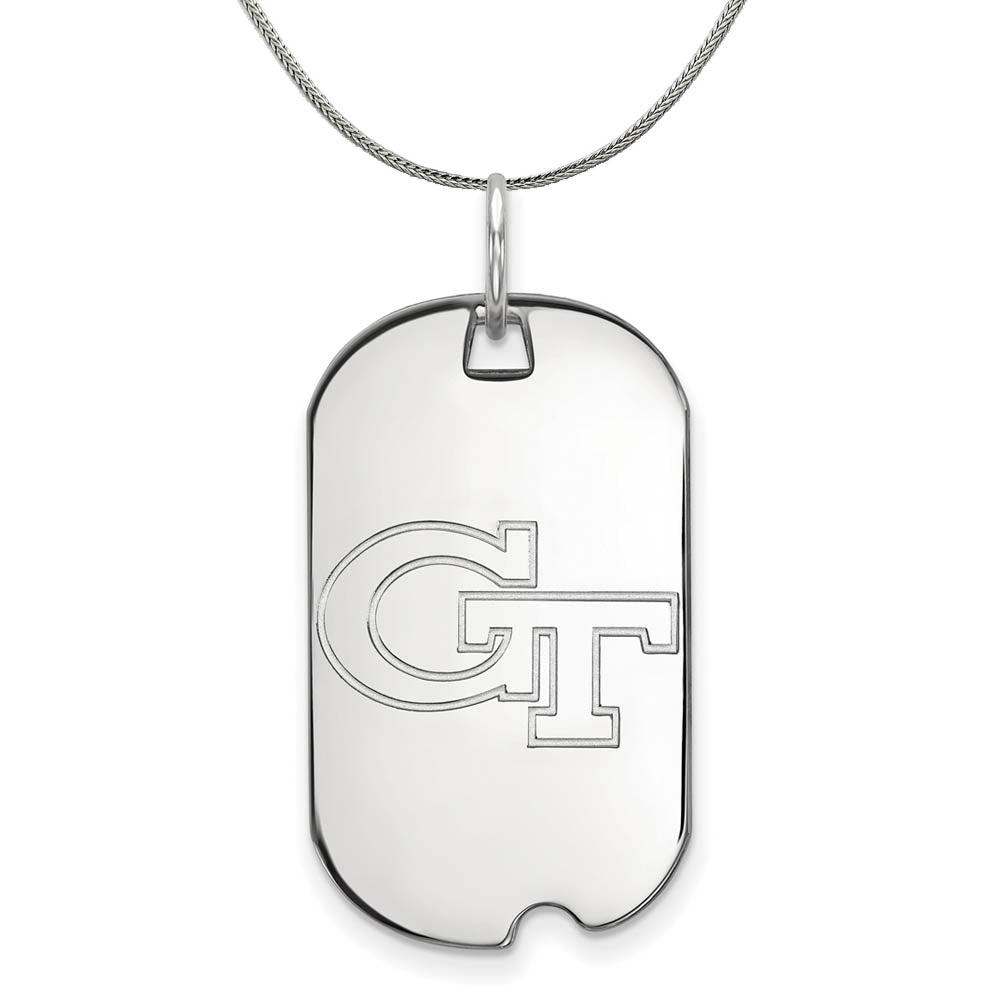 Sterling Silver Georgia Technology Dog Tag Pendant Necklace, Item N17508 by The Black Bow Jewelry Co.