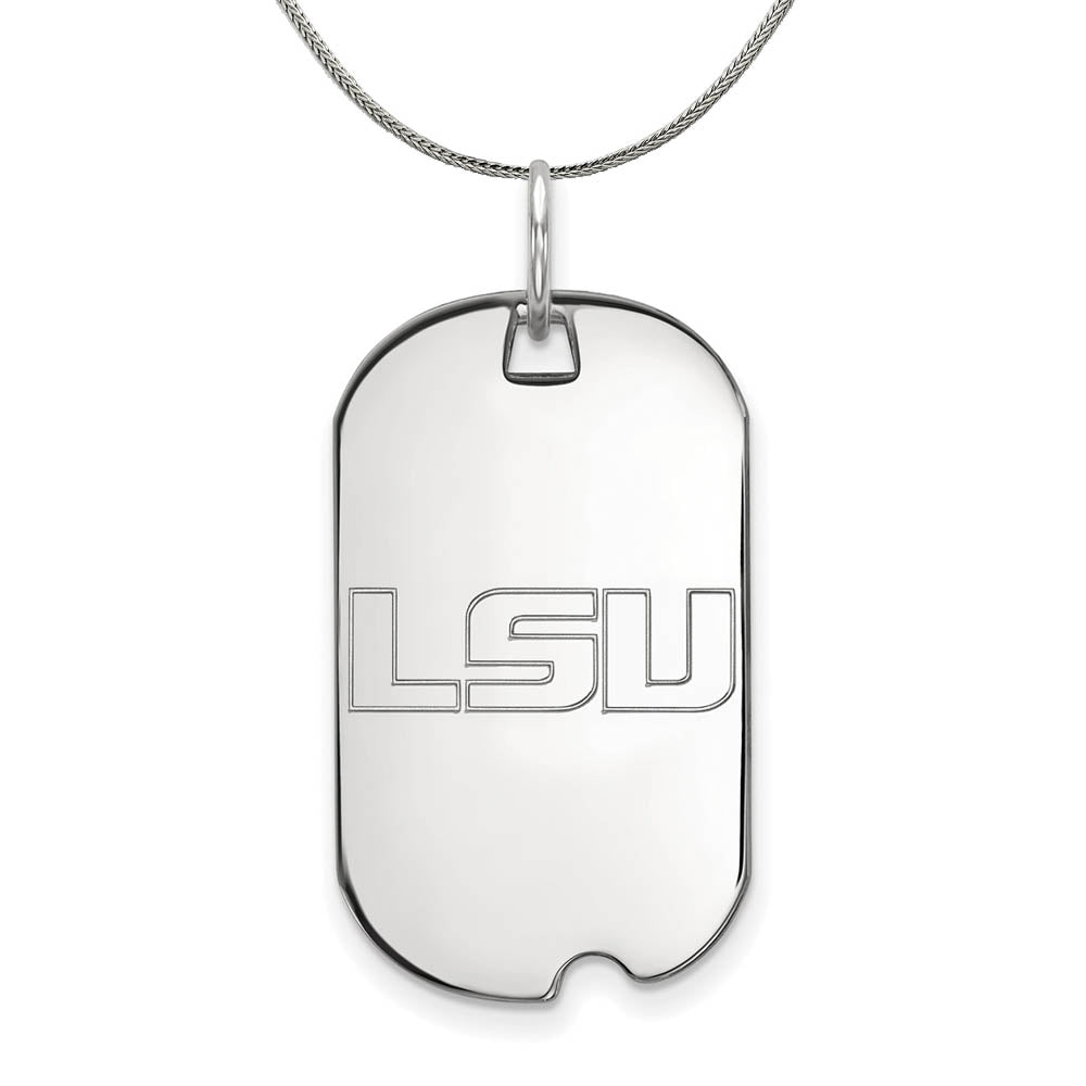 Sterling Silver Louisiana State Dog Tag Pendant Necklace, Item N17509 by The Black Bow Jewelry Co.