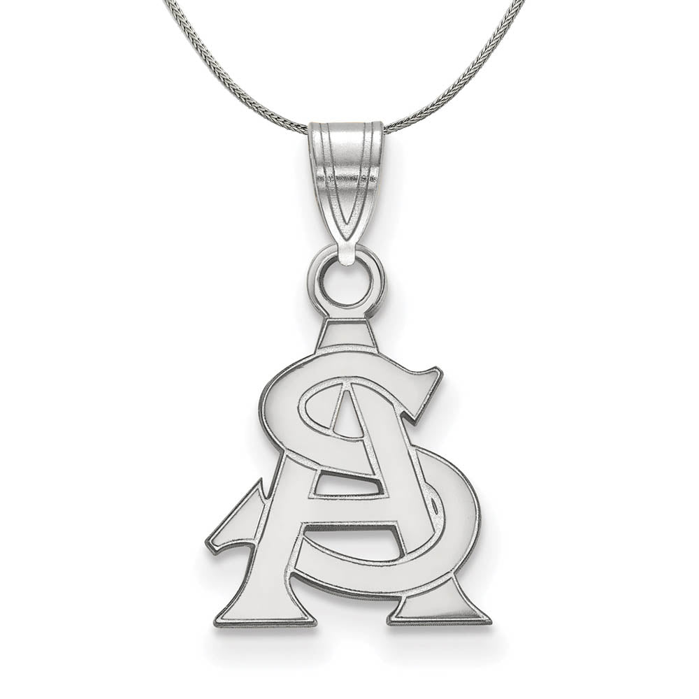 Sterling Silver Arizona State Small 'AS' Necklace, Item N17516 by The Black Bow Jewelry Co.
