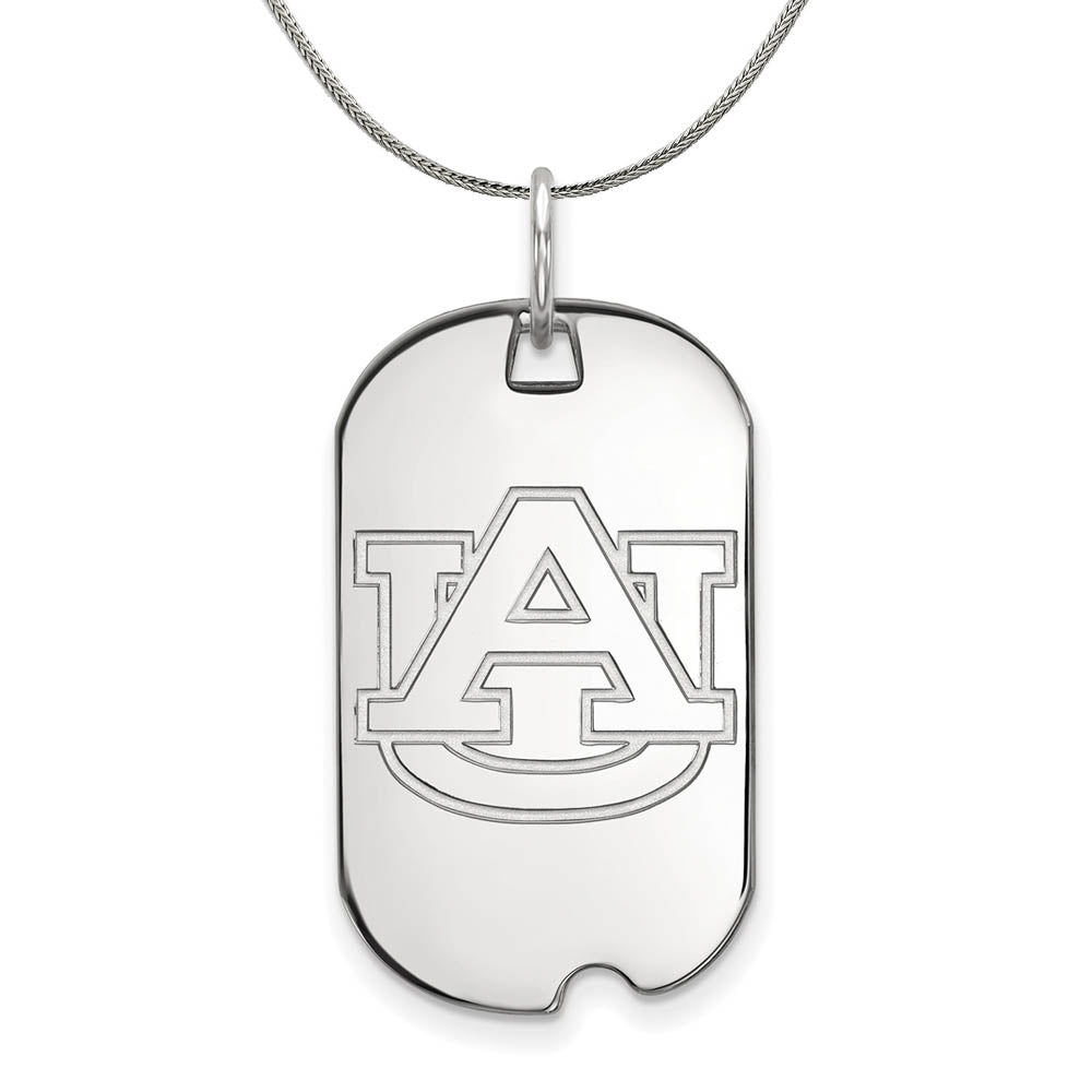 Sterling Silver Auburn U Dog Tag Pendant Necklace, Item N17524 by The Black Bow Jewelry Co.
