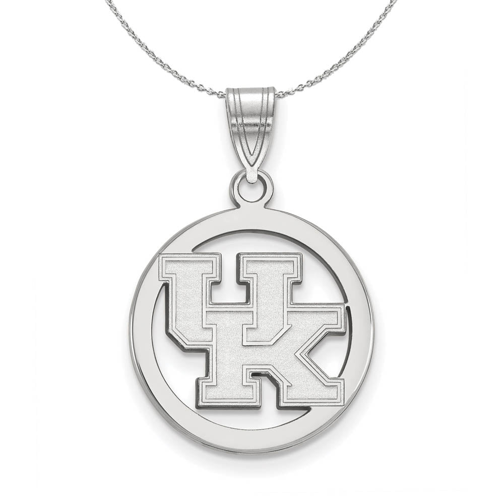 Sterling Silver U. of Kentucky Small Circle Pendant Necklace, Item N17556 by The Black Bow Jewelry Co.