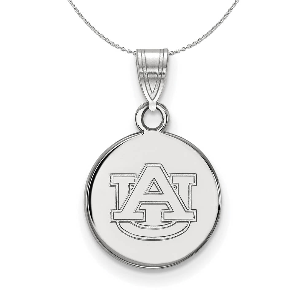 Sterling Silver Auburn U Small Disc Pendant Necklace, Item N17562 by The Black Bow Jewelry Co.