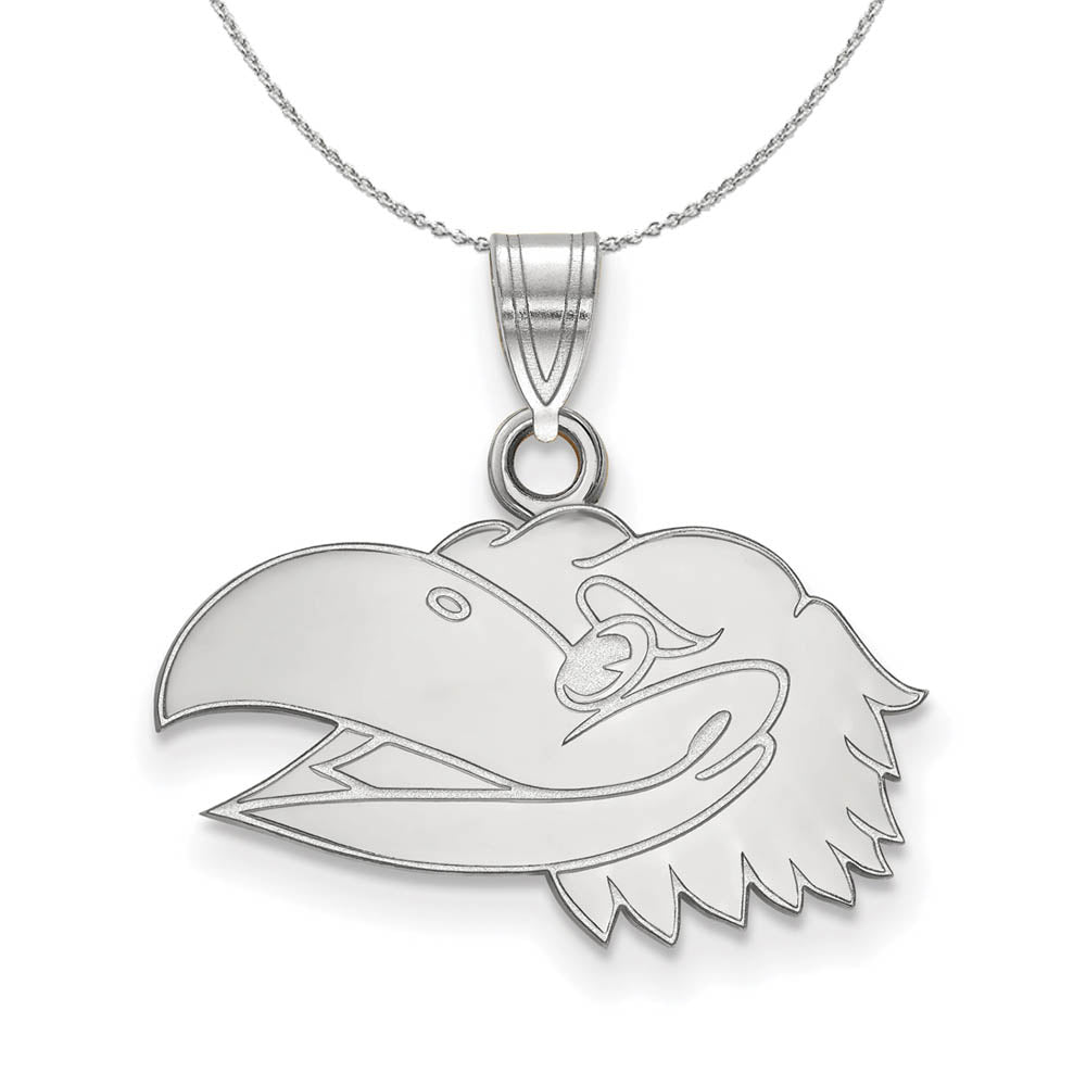 Sterling Silver U. of Kansas Small Necklace, Item N17568 by The Black Bow Jewelry Co.