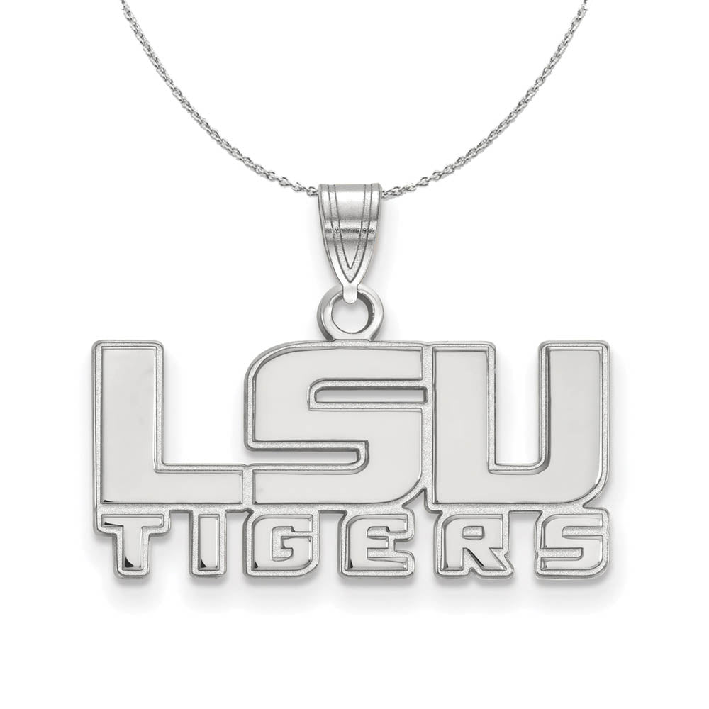 Sterling Silver Louisiana State Small Necklace, Item N17573 by The Black Bow Jewelry Co.