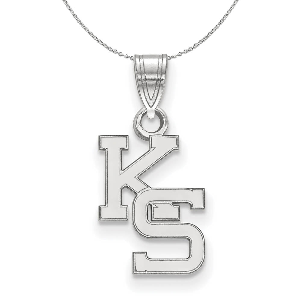 Sterling Silver Kansas State Small Pendant Necklace, Item N17576 by The Black Bow Jewelry Co.