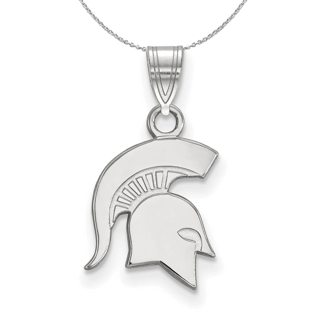 Sterling Silver Michigan State Small Necklace, Item N17577 by The Black Bow Jewelry Co.