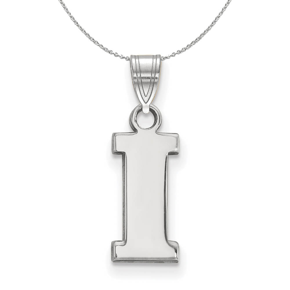 Sterling Silver U. of Iowa Small Initial I Necklace, Item N17600 by The Black Bow Jewelry Co.