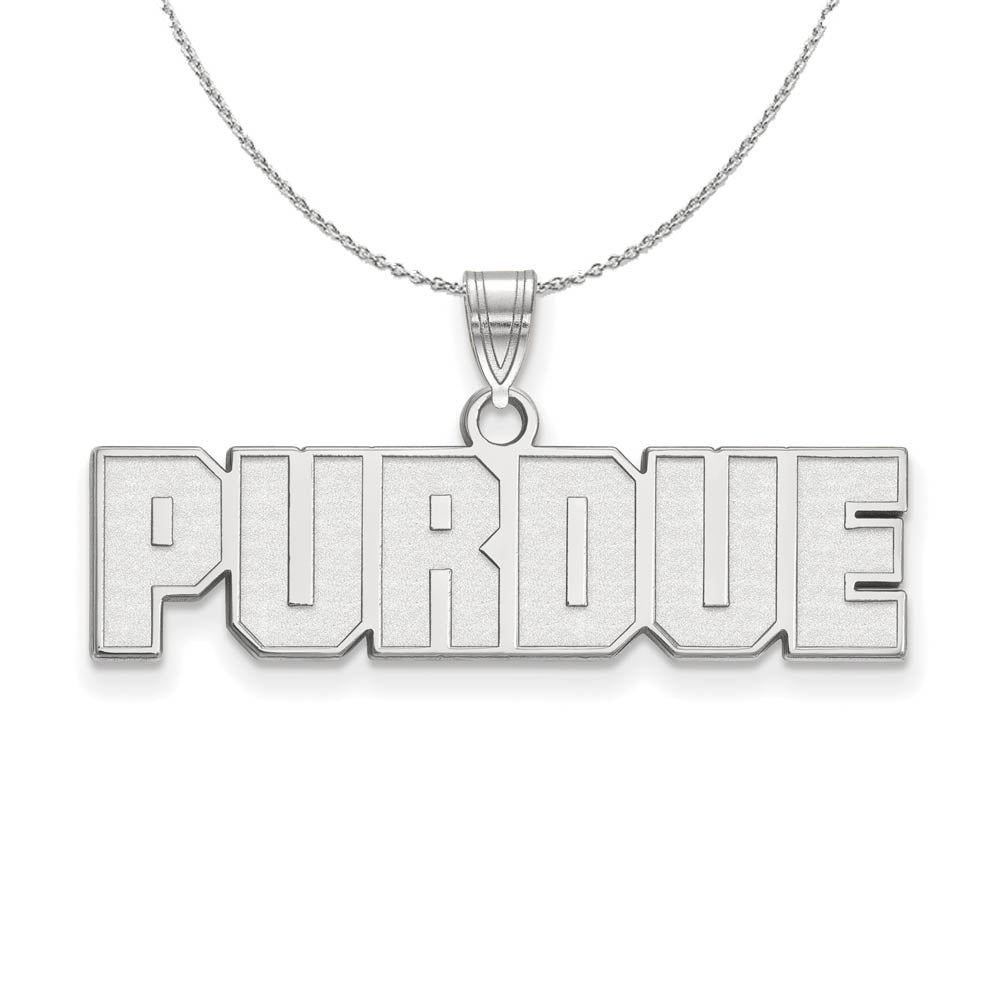 Sterling Silver Purdue Small Script Necklace, Item N17603 by The Black Bow Jewelry Co.