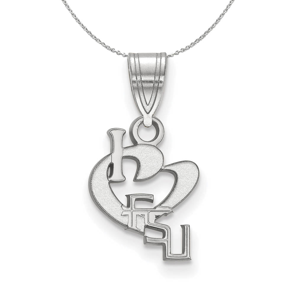 Sterling Silver Florida State Small I Love Logo Pendant Necklace, Item N17605 by The Black Bow Jewelry Co.