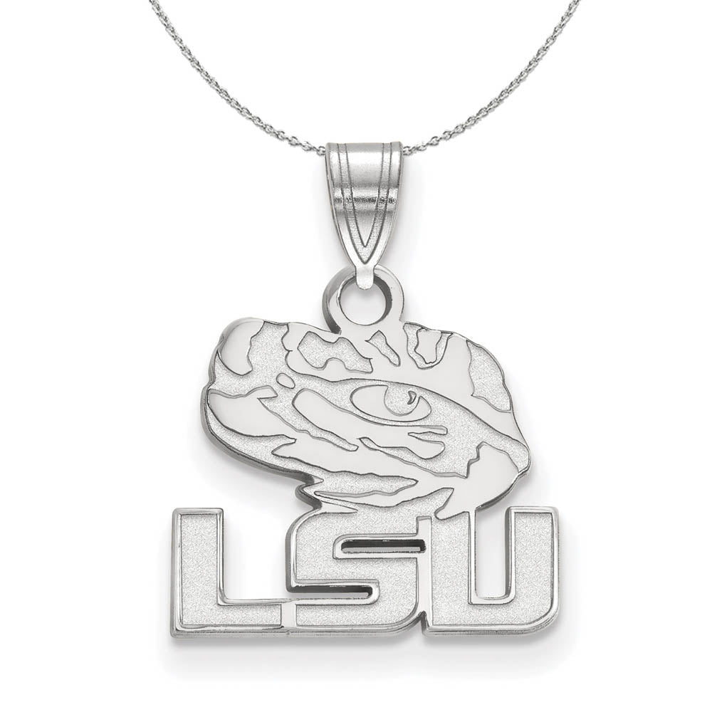 Sterling Silver Louisiana State Sm Necklace, Item N17612 by The Black Bow Jewelry Co.