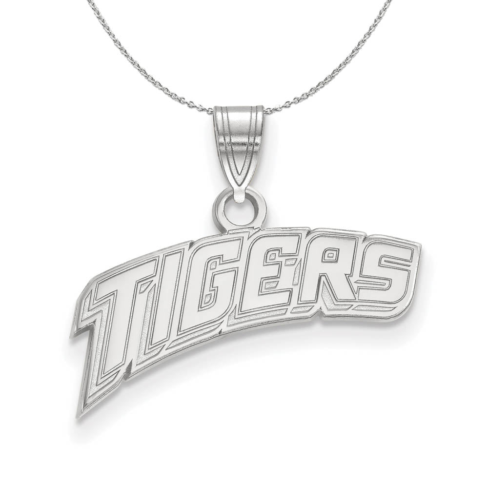 Sterling Silver Louisiana State Small 'TIGERS' Necklace, Item N17617 by The Black Bow Jewelry Co.
