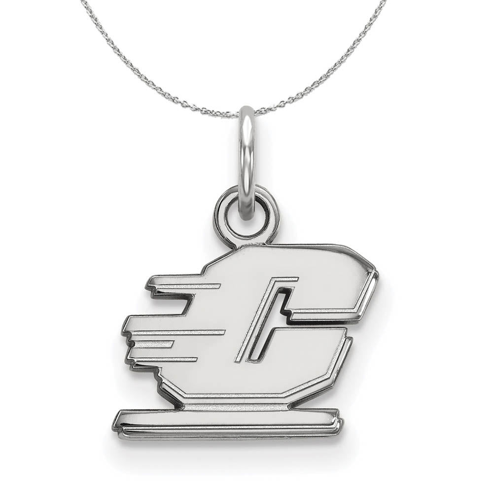 Sterling Silver Central Michigan U XS (Tiny) Pendant Necklace, Item N17627 by The Black Bow Jewelry Co.