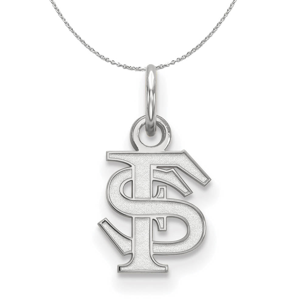 Sterling Silver Florida State XS (Tiny) 'FS' Pendant Necklace, Item N17633 by The Black Bow Jewelry Co.