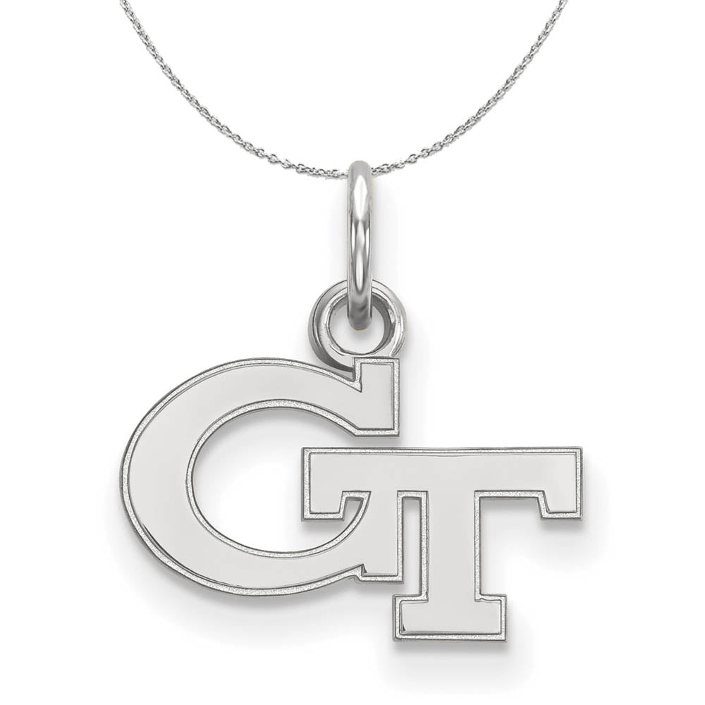 Sterling Silver Georgia Technology XS (Tiny) 'GT' Necklace, Item N17635 by The Black Bow Jewelry Co.