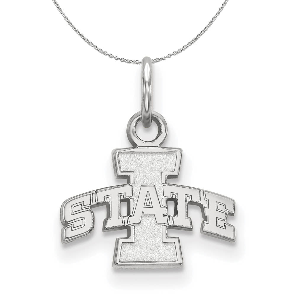 Sterling Silver Iowa State XS (Tiny) Pendant Necklace, Item N17636 by The Black Bow Jewelry Co.