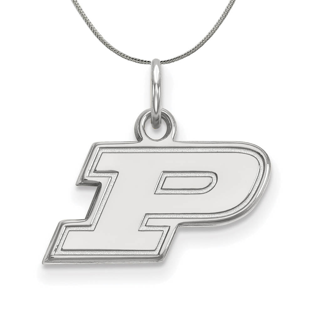 Sterling Silver Purdue XS (Tiny) Initial P Necklace, Item N17645 by The Black Bow Jewelry Co.