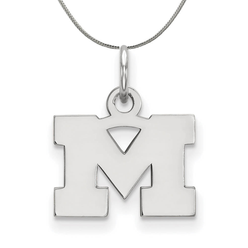 Sterling Silver U. of Michigan XS (Tiny) Initial M Necklace, Item N17661 by The Black Bow Jewelry Co.