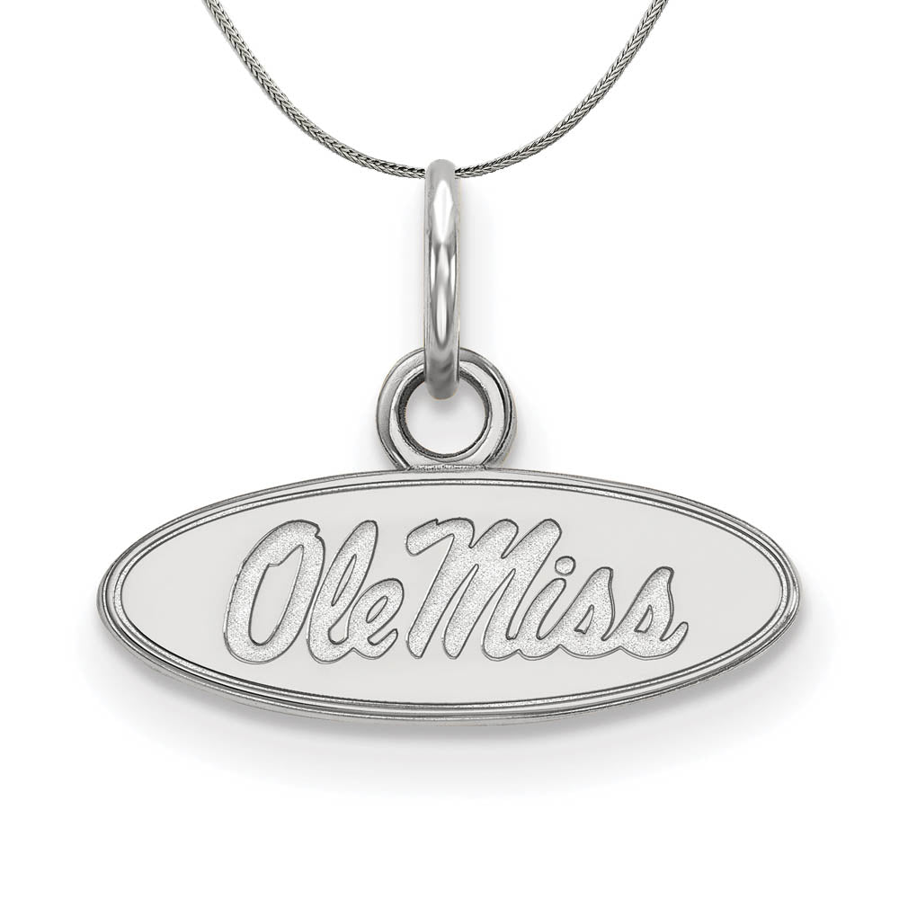 Sterling Silver U of Mississippi XS (Tiny) 'OLE MISS' Necklace, Item N17665 by The Black Bow Jewelry Co.
