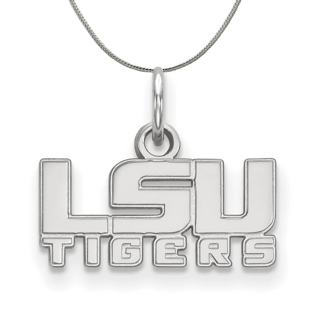 Sterling Silver Louisiana State XS (Tiny) 'LSU TIGERS' Necklace, Item N17696 by The Black Bow Jewelry Co.