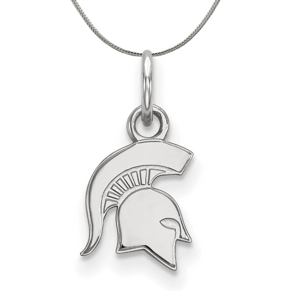 Sterling Silver Michigan State XS (Tiny) Pendant Necklace, Item N17700 by The Black Bow Jewelry Co.