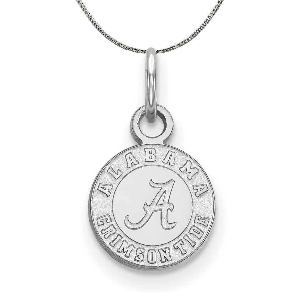 Sterling Silver U. of Alabama XS (Tiny) Disc Pendant Necklace, Item N17702 by The Black Bow Jewelry Co.