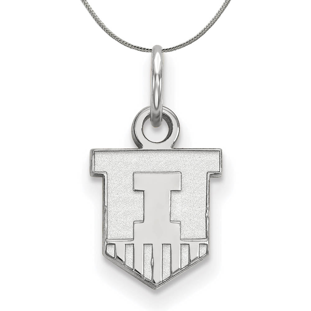 Sterling Silver U. of Illinois XS (Tiny) Shield Pendant Necklace, Item N17706 by The Black Bow Jewelry Co.