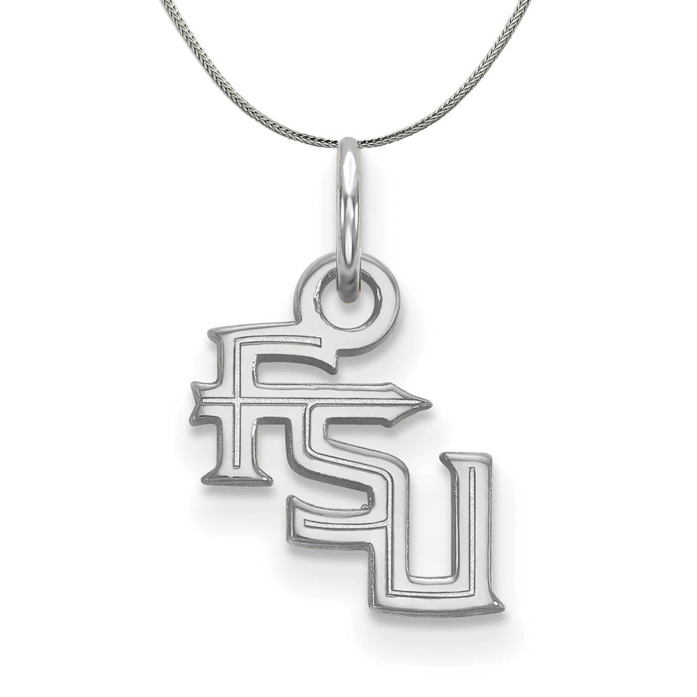 Sterling Silver Florida State XS (Tiny) 'FSU' Pendant Necklace, Item N17710 by The Black Bow Jewelry Co.