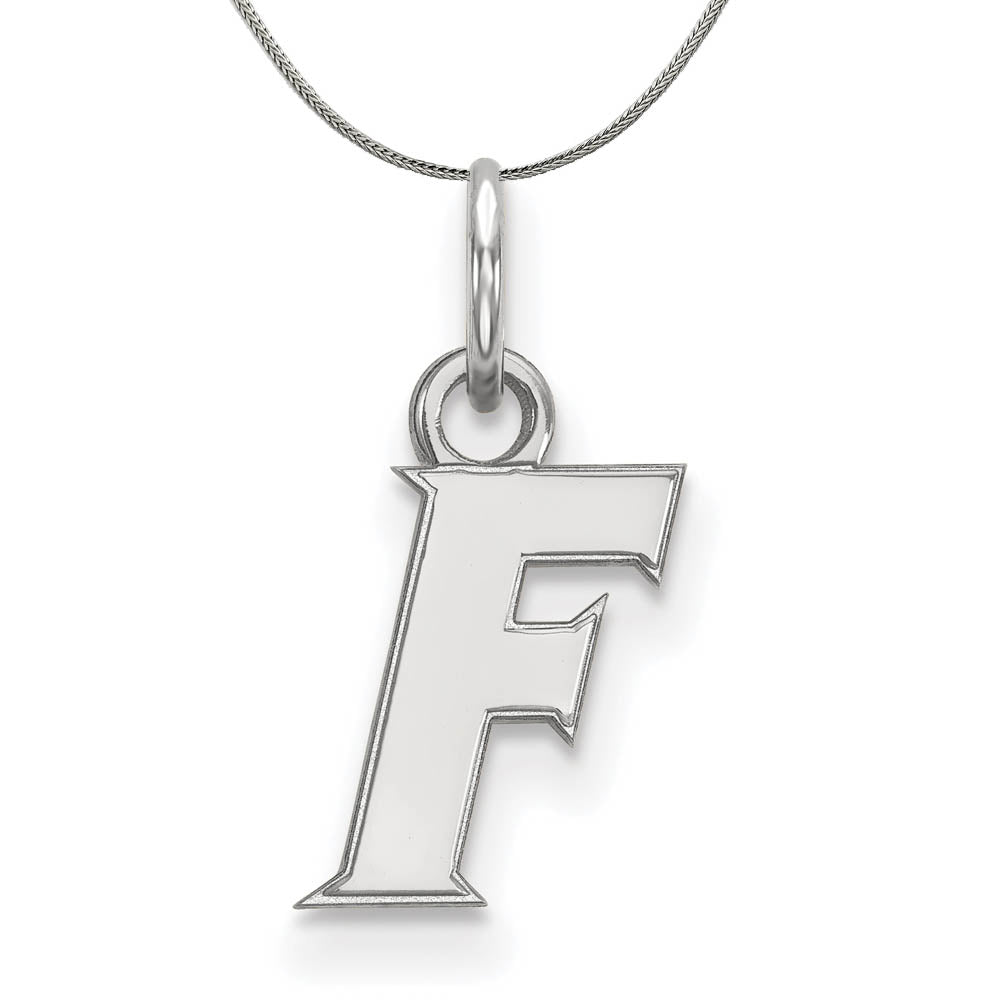 Sterling Silver U. of Florida XS (Tiny) Initial F Necklace, Item N17711 by The Black Bow Jewelry Co.