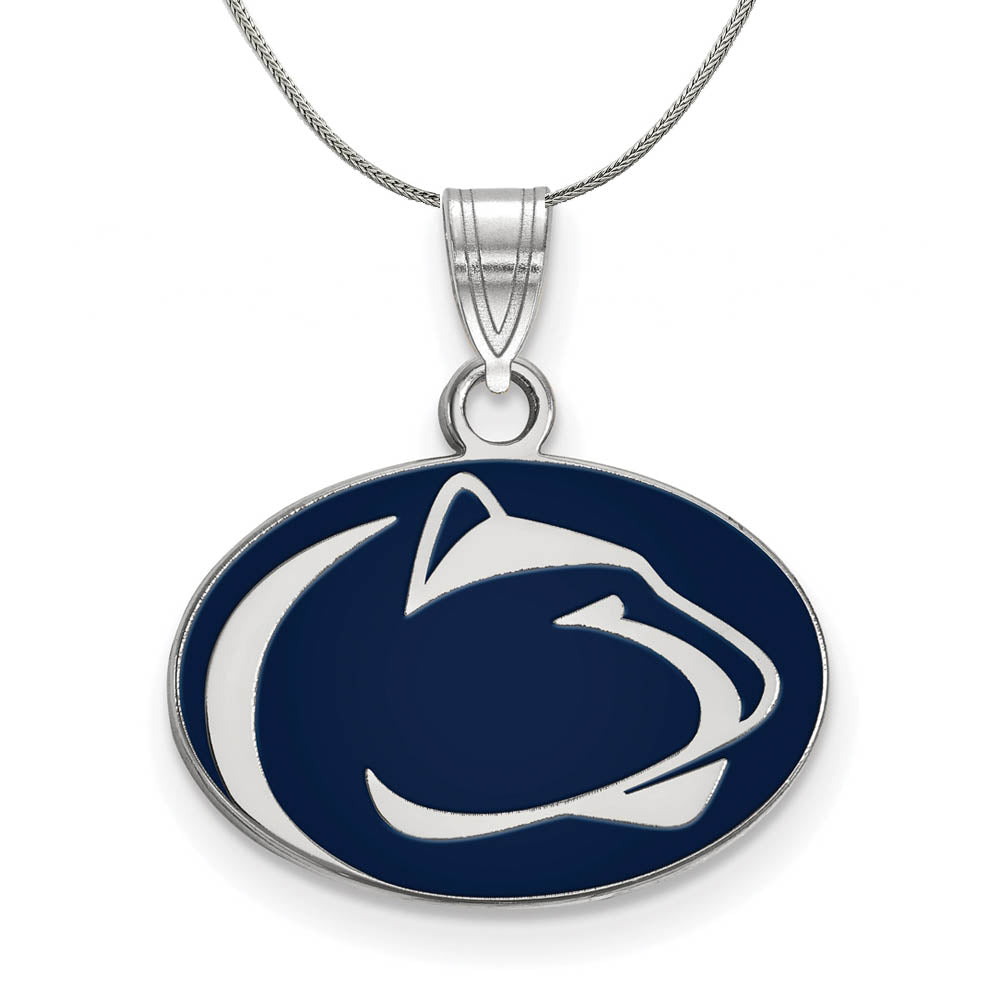 Sterling Silver Penn State Small Enamel Pendant Necklace, Item N17723 by The Black Bow Jewelry Co.