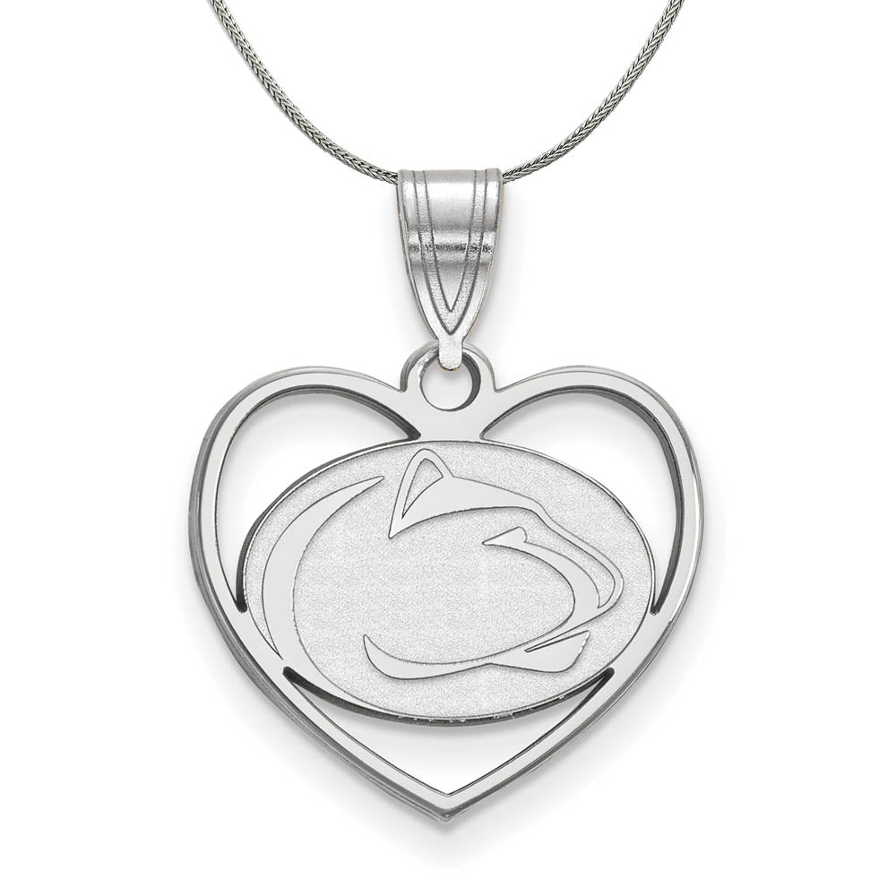 Sterling Silver Penn State Heart Pendant Necklace, Item N17730 by The Black Bow Jewelry Co.