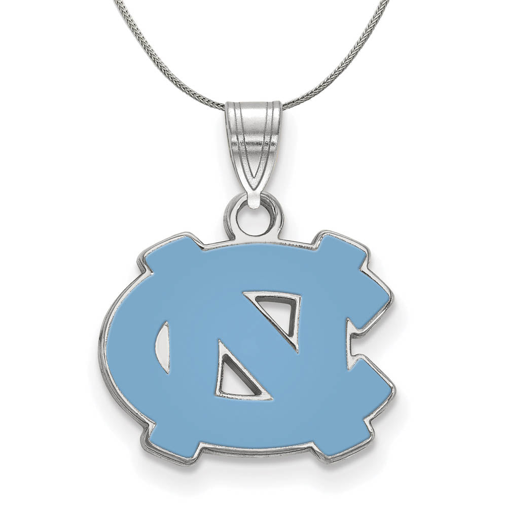 Sterling Silver North Carolina Small Enamel Pendant Necklace, Item N17733 by The Black Bow Jewelry Co.