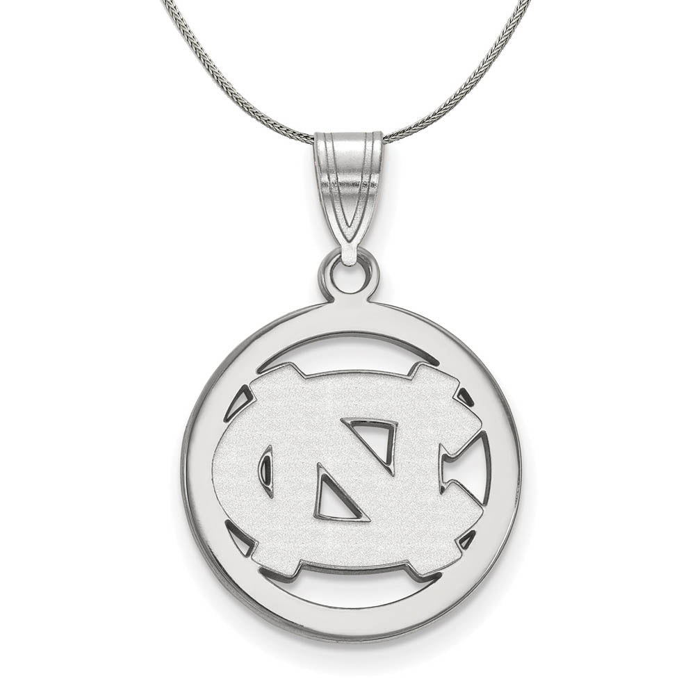 Sterling Silver North Carolina Small 'NC' Circle Necklace, Item N17734 by The Black Bow Jewelry Co.