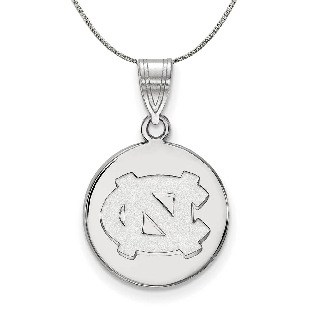 Sterling Silver North Carolina Medium 'NC' Disc Necklace, Item N17736 by The Black Bow Jewelry Co.