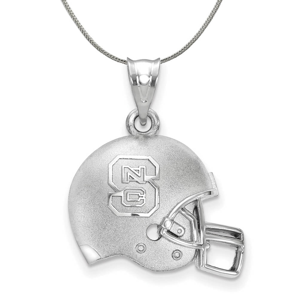 Sterling Silver North Carolina 3D Football Logo Helmet Necklace, Item N17748 by The Black Bow Jewelry Co.