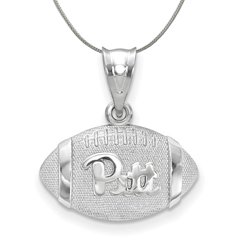 Sterling Silver U. of Pittsburgh 3D Football w Logo Necklace, Item N17751 by The Black Bow Jewelry Co.